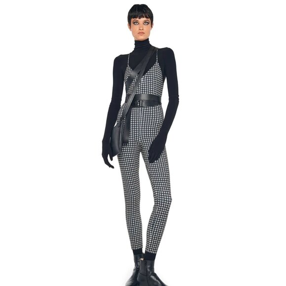 Norma Kamali Low Back Fara Slip Catsuit in Medium Houndstooth Medium New Womens - Picture 15 of 15